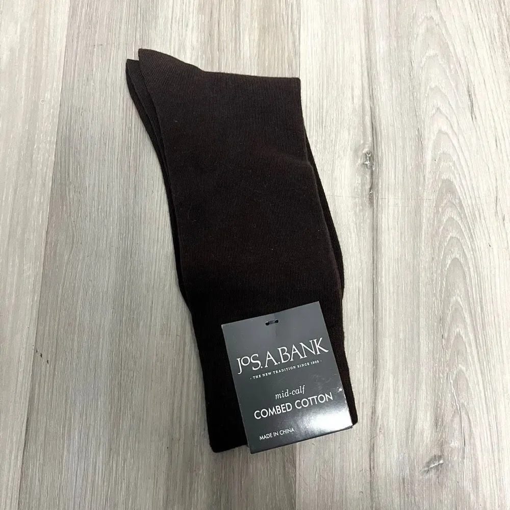 Jos. A. Bank Brown Combed Cotton Mid-Calf Dress Socks in Size 8-12‎  NWT